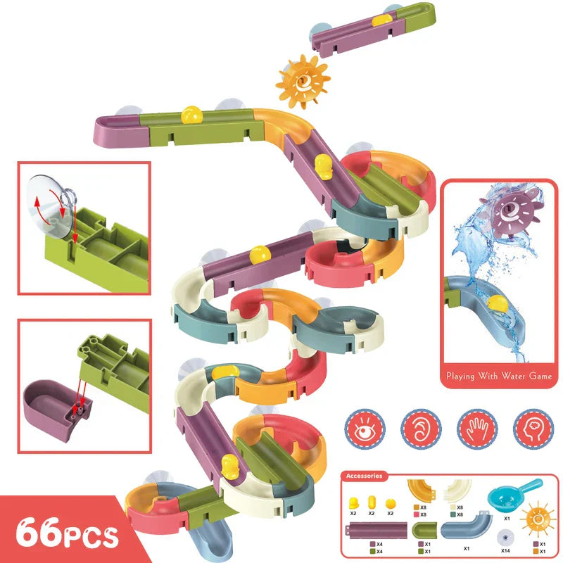 Bath Toys Baby Marble Runs DIY Assembled Slide