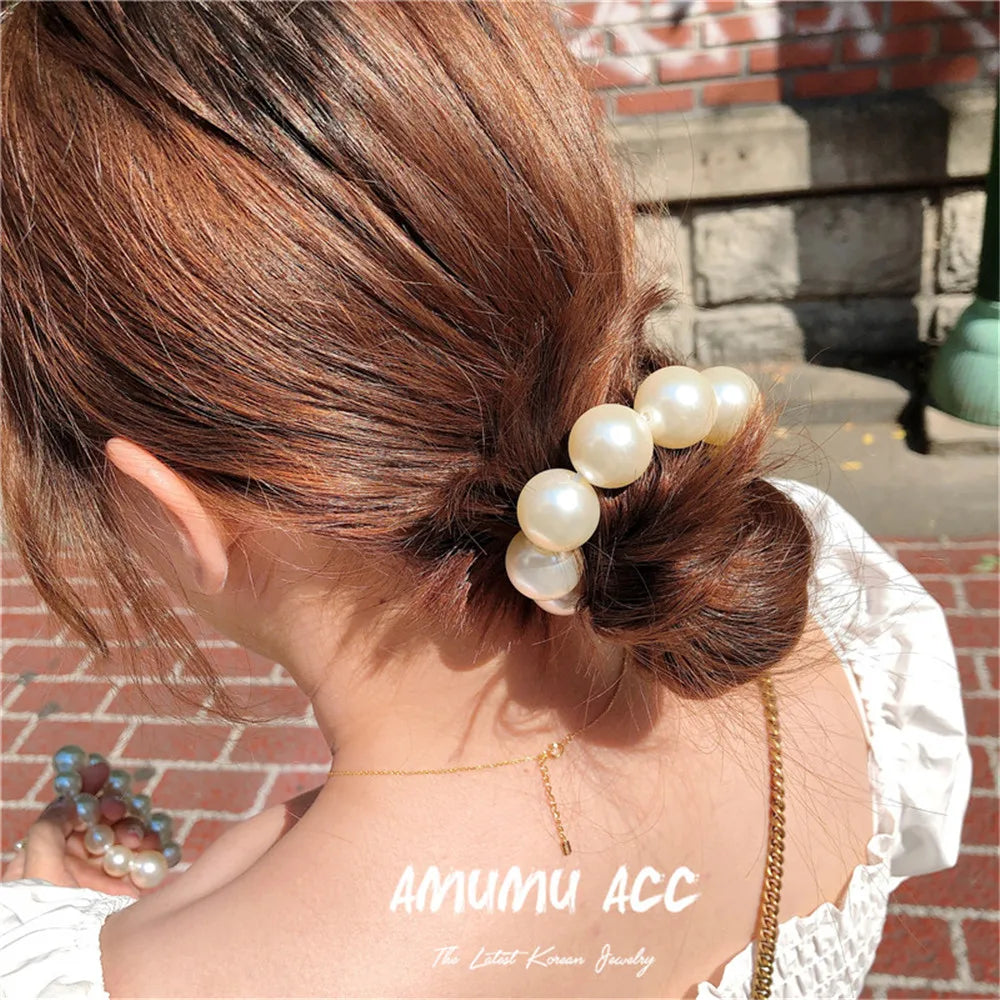 1Pc Korean Style Imitation Pearl Hair Rope High