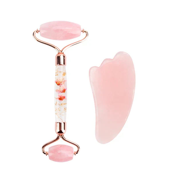 Natural Jade Roller Gua Sha Set Massager for