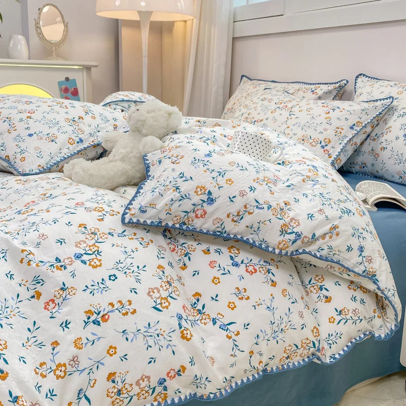 Soft Cotton Crib Bedding Set Girl Bed Kid