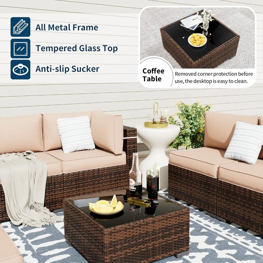 Patio Furniture Sets, Modular Rattan Outdoor Patio Sectional