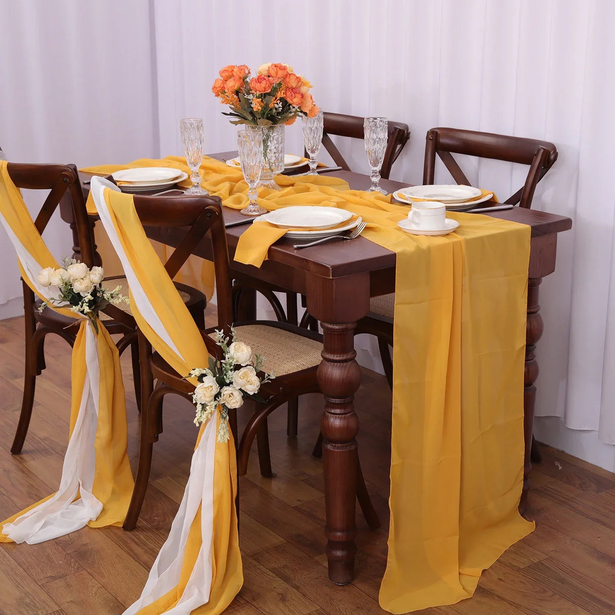 40PCS Chiffon Chair Sashes Wedding Chair Decoration 16x275cm