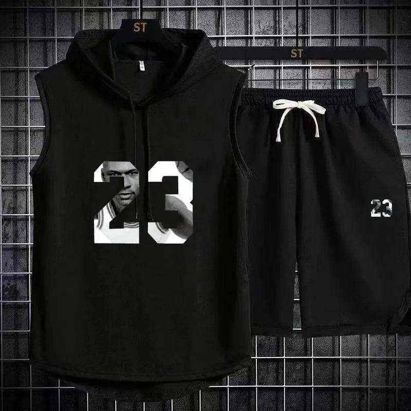Men's track suit summer sportswear two-piece t-shirt shorts