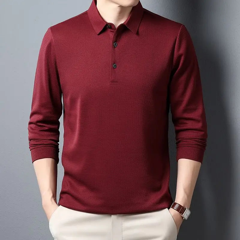 SHiONFA Men's Waffle Long Sleeve Solid T-shirt Elasticity