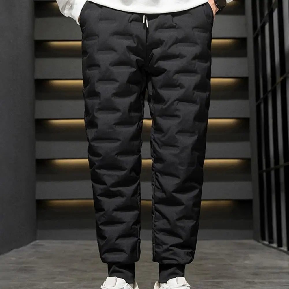 Men Fleece-lined Cotton Pants Winter Trousers Men's Winter