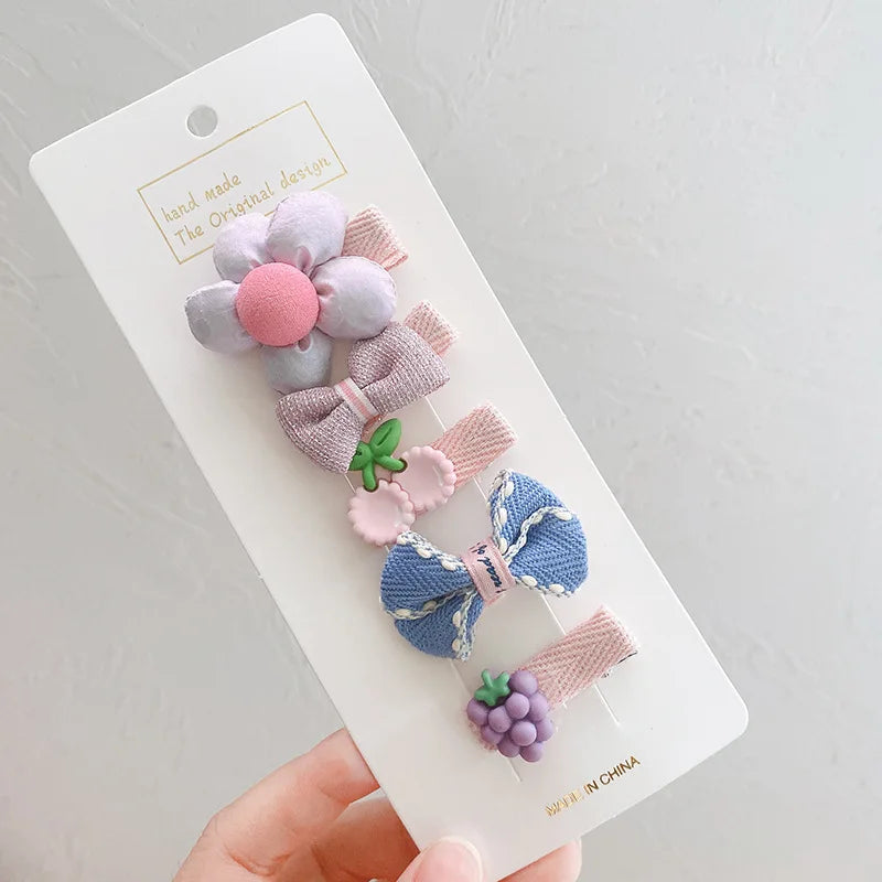 5pcs Set Cute Baby Girls Hairpins Bow Flower
