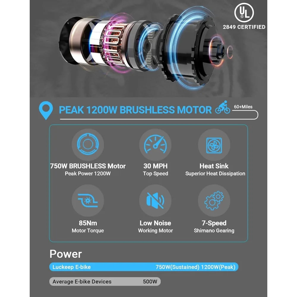 Electric Bike Folding for Adults,200W Peak Motor 48V