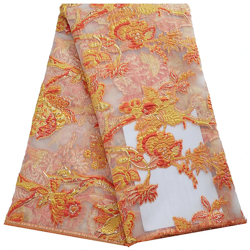 African Tulle Lace Fabric 2024 Satin Nigerian Brocade