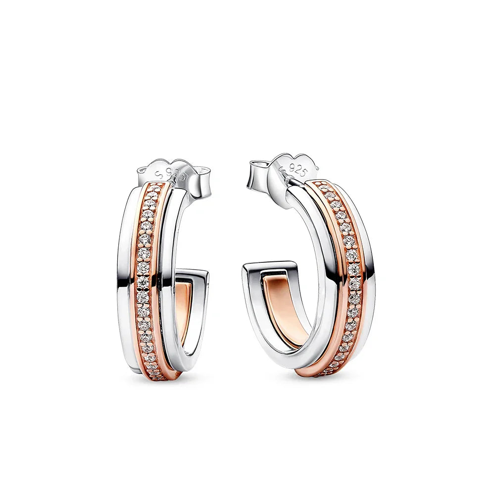 Rose Gold Hoop Earrings For Women 925 Silver
