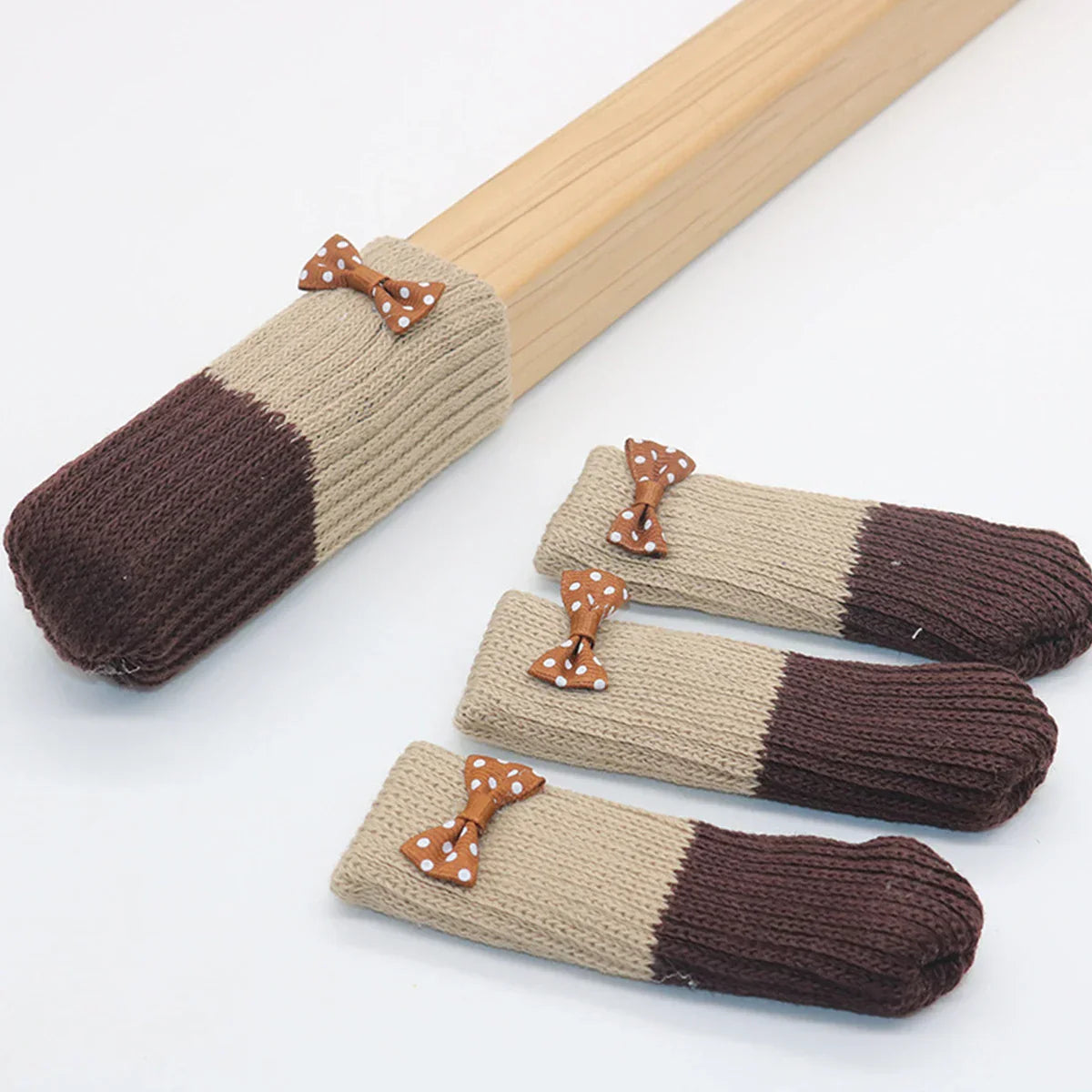 24Pcs Table Chair Foot Cover Knitted Socks Cat