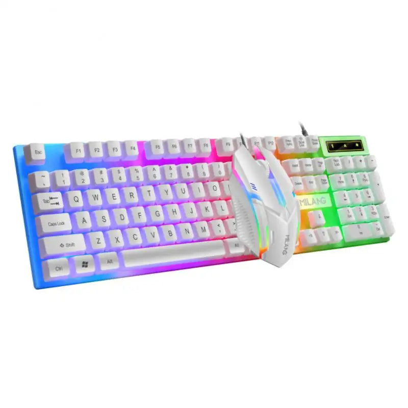 Rainbow Backlit Wired Keyboard and Mouse,Floating Keycap Strong,