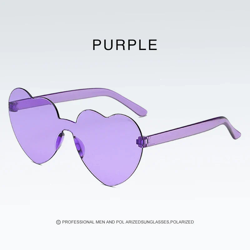 New Color Sunglasses Love Heart Lens Sun Glasses for Women Girl’s Fashion Shades Eyewear Trendy Transparent Candy Sunglasses