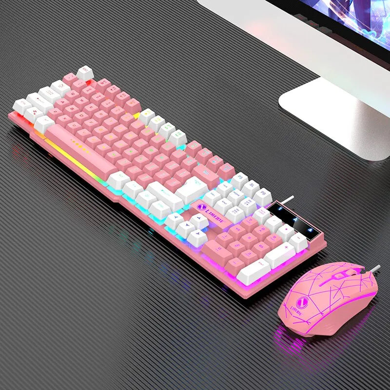 Wired Keyboard And Mouse Set Usb Luminous Mechanical