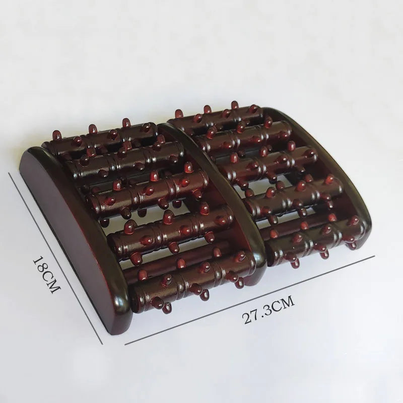 Wooden Foot Massage Roller Big Five-row Wooden Foot