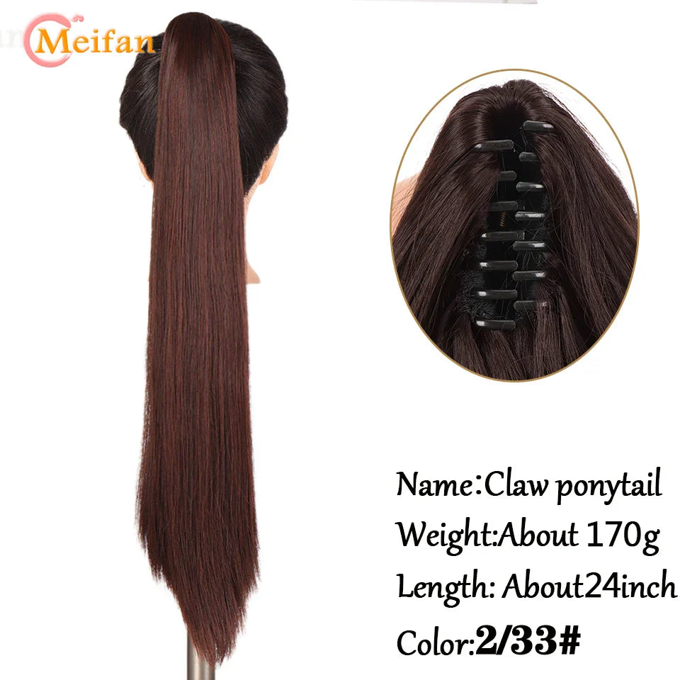 MEIFAN Long Synthetic Wavy Clip in Hair Ponytail