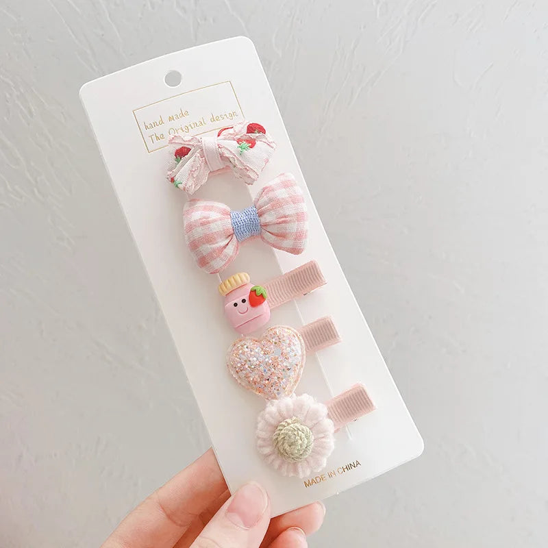 5pcs Set Cute Baby Girls Hairpins Bow Flower