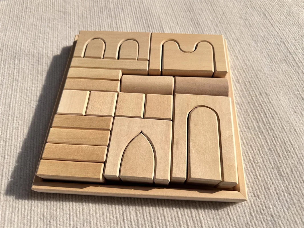 Big size Wooden Blocks Lime Rainbow Building Stacking