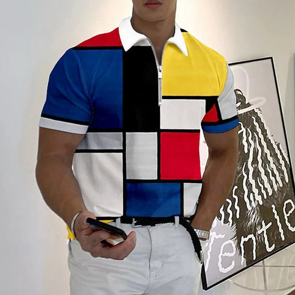 Men's Lapel Polo Zip Polo Polo Shirt Golf
