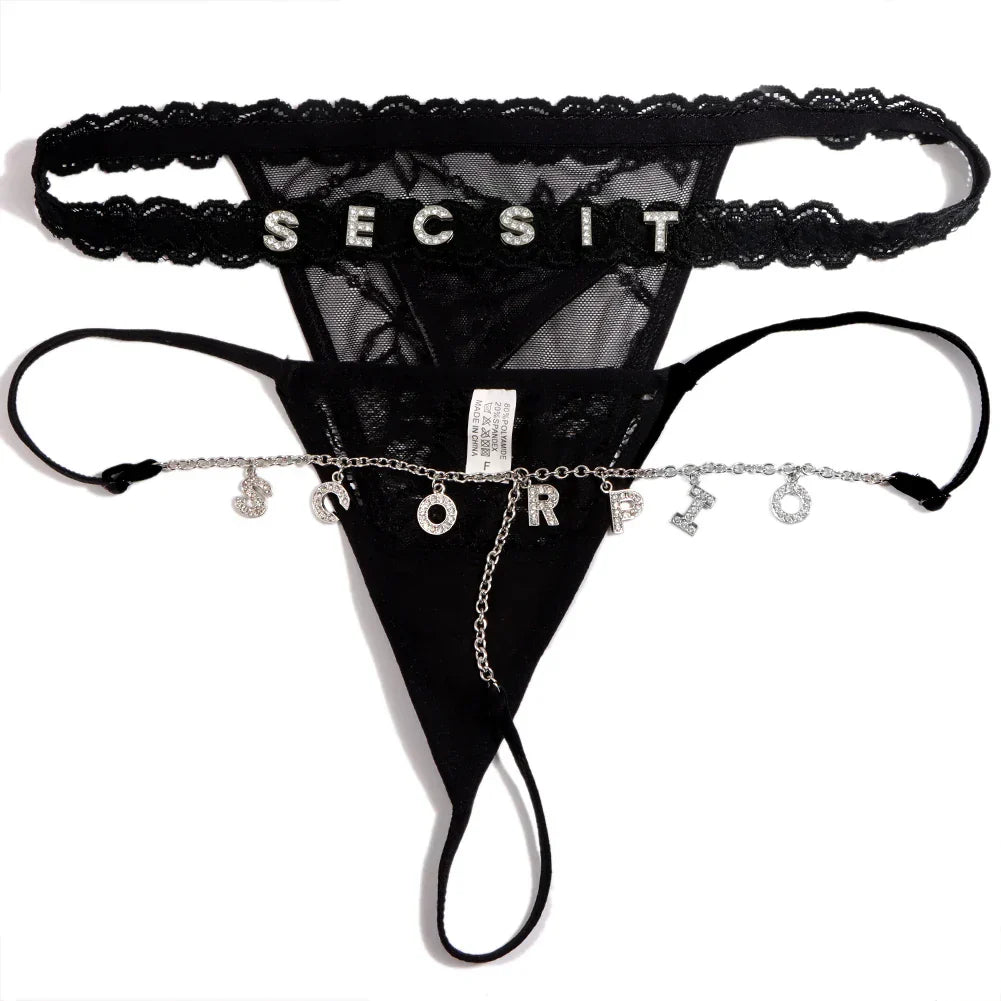 Customised Thong Sexy Rhinestone Waist Chain 2Pc/Sets Custom