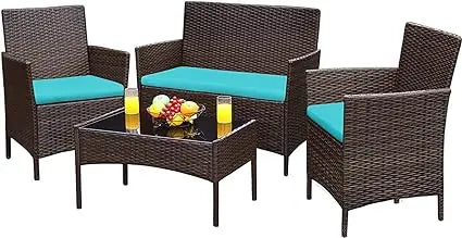 Patio Furniture Outdoor Acacia Wood Conversation Sofa Set