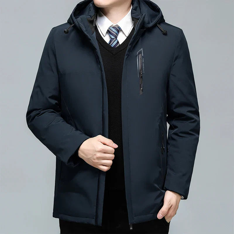 Men's Black Padded Oversized Jacket Oversize Plus Velvet
