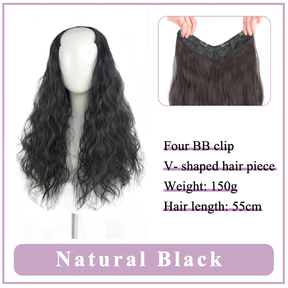 WEILAI Women's V-Shaped Long Hair Extension Synthetic Wig