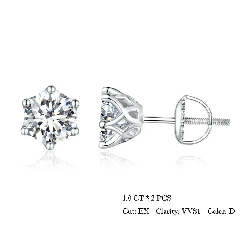 BAMOER Moissanite Stud Earrings, D Color Brilliant Round