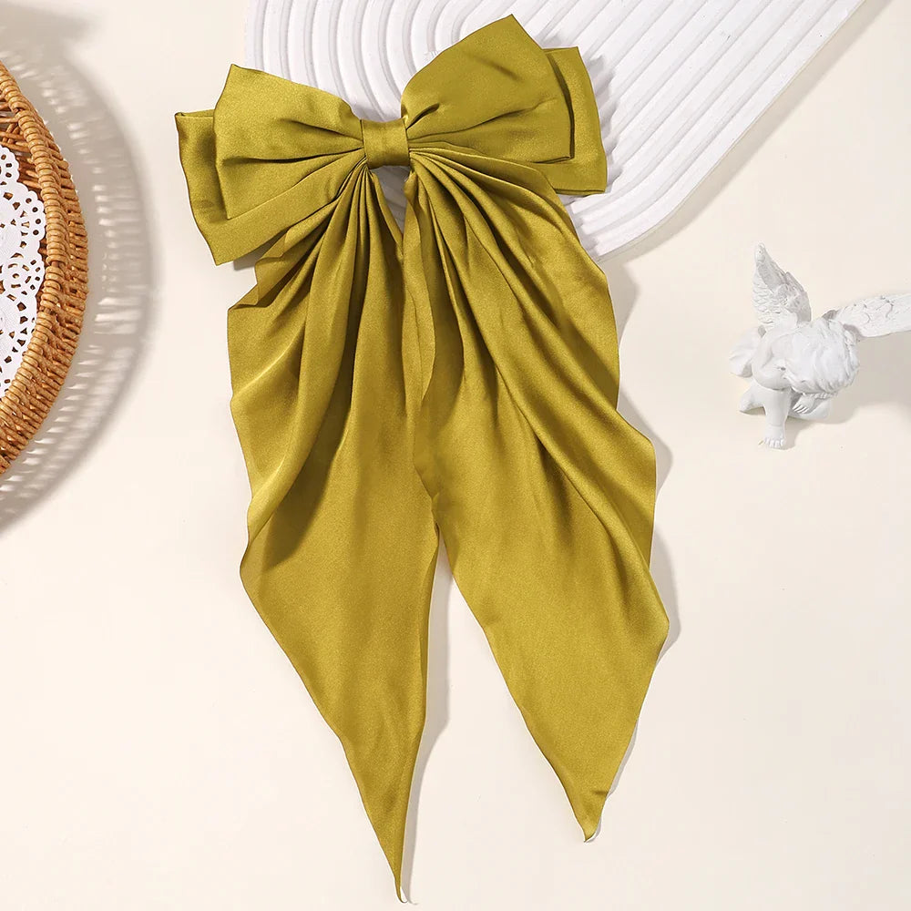 Fashion Two-layers Bowknot Streamer Hairpin Woman Girl Satin