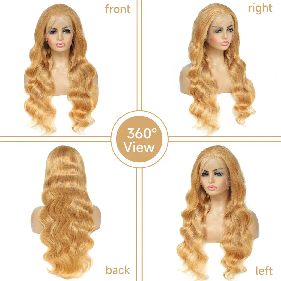 13x4 Transparent Honey Blonde Lace Front Wigs 27#
