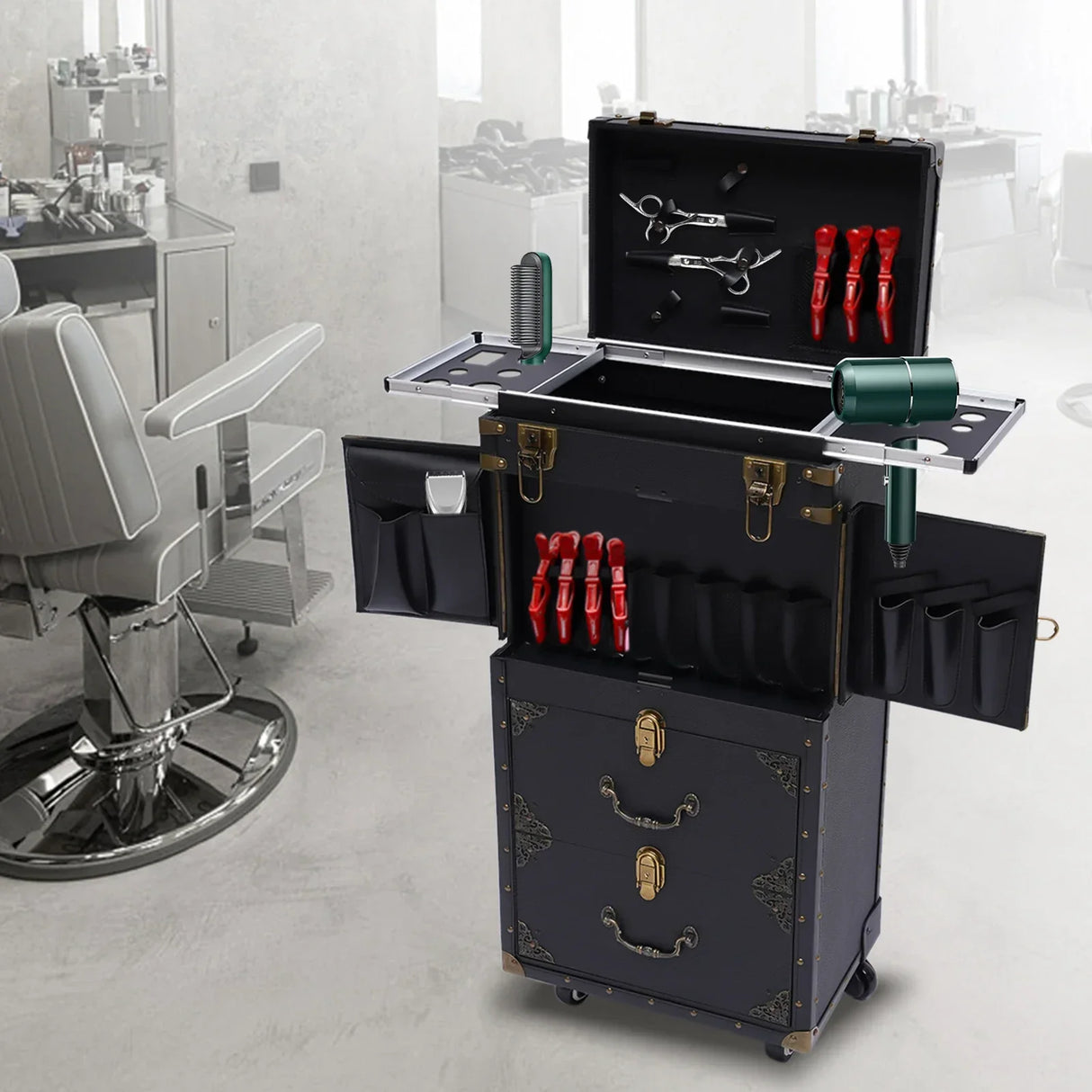 Rolling Lockable Makeup Hairdressing Trolley Stylist Beauty Salon