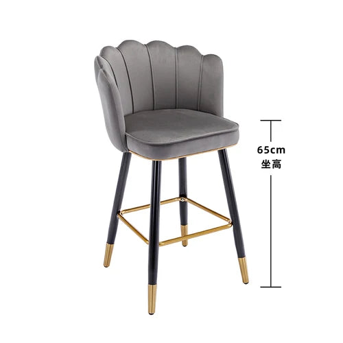 Leather High Bar Chair Modern Nordic Luxury Blue