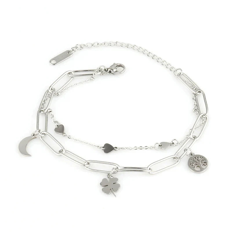 Heart Pendant Stainless Steel Bracelet Women Fashion 316L