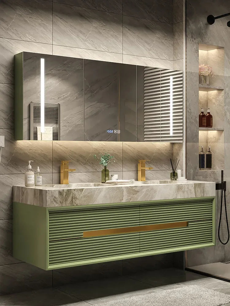 Light Luxury Bathroom Cabinet Rock Plate Washstand Modern