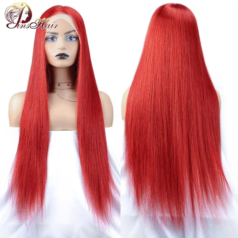 Hot Red Straight 13x6/13x4 Lace Front Wig Brazilian