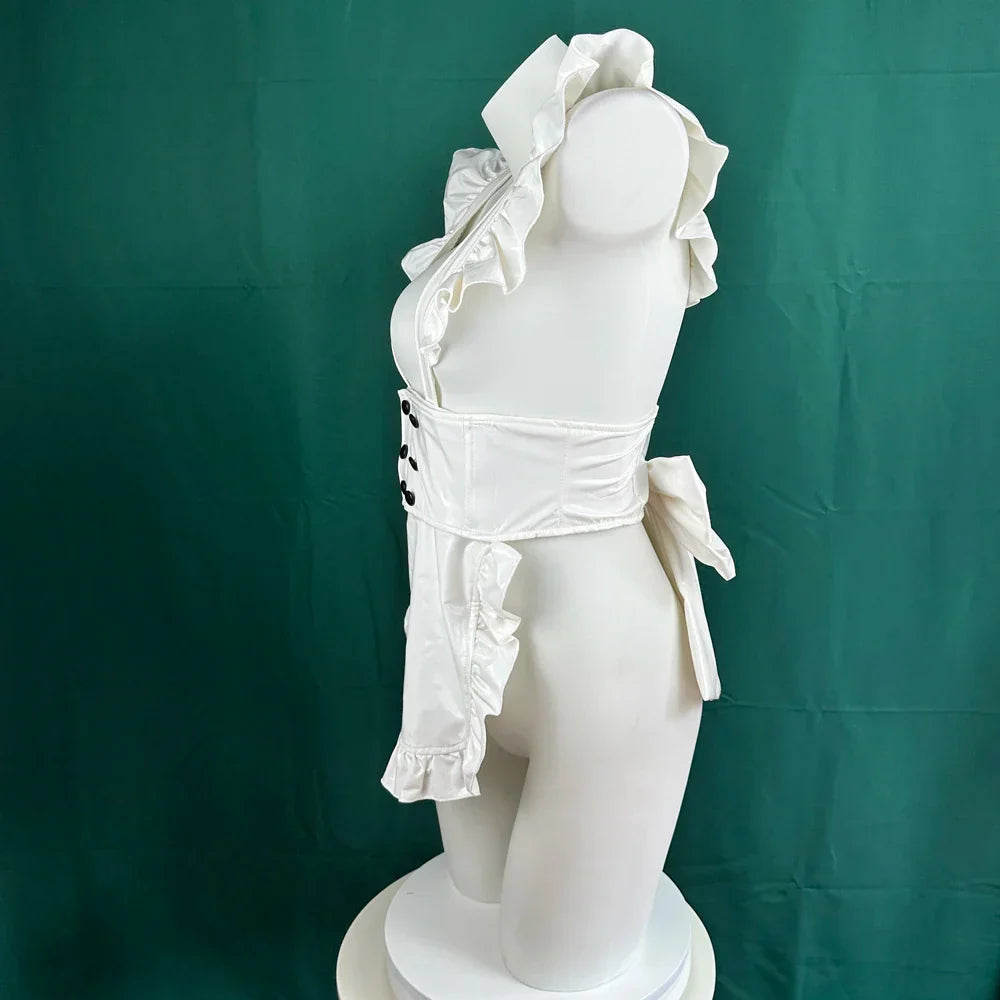 AniLV Women Anime Coffee Waiter Maid Uniform White
