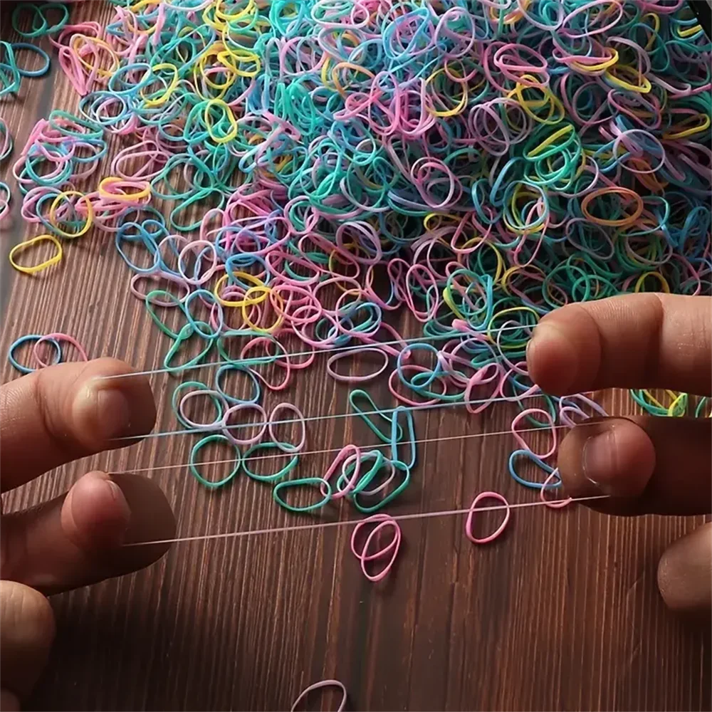 1000pcs Disposable Colorful Hair Ties Elastic Hair Bands