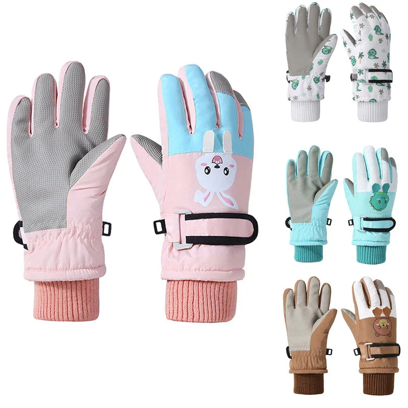 Winter Kids Gloves Thickened Warm Ski FiveFinger Gloves