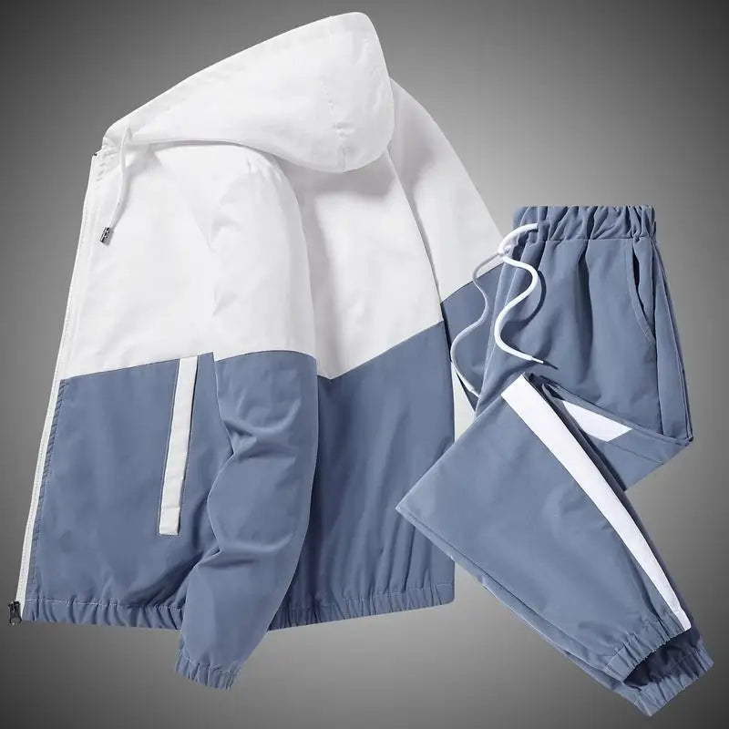 Men Tracksuit Casual Joggers Hooded Sportswear Jackets And