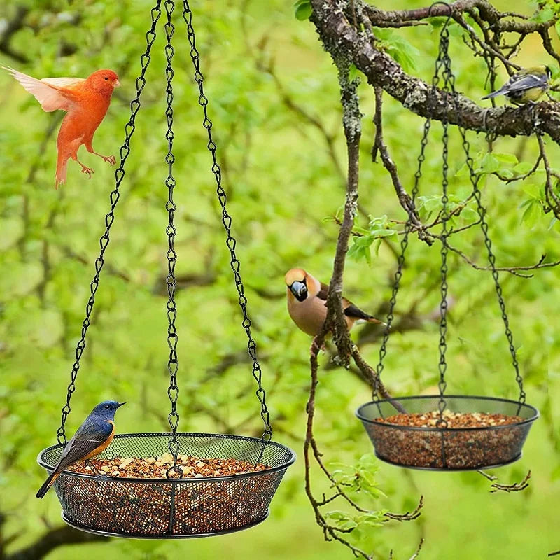 Metal Mesh Hanging Bird Feeder Tray, Platform Seed