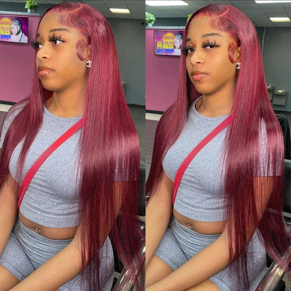 13x4 13x6 Burgundy 99J Red HD lace Frontal