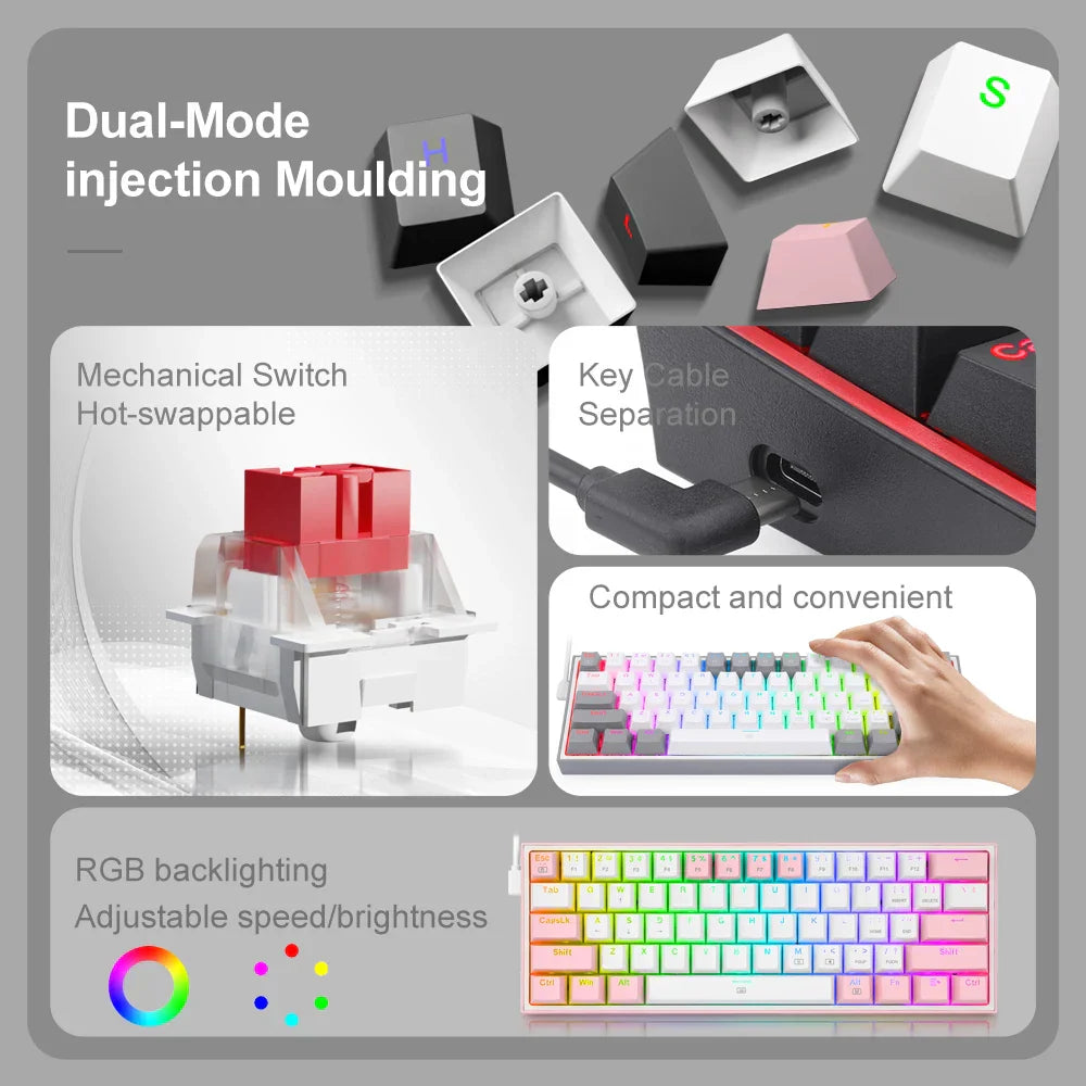 REDRAGON Fizz K617 RGB USB Mini Mechanical Gaming