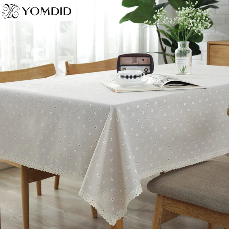 Daisy Flower Pattern Tablecloth Hot Sale Linen