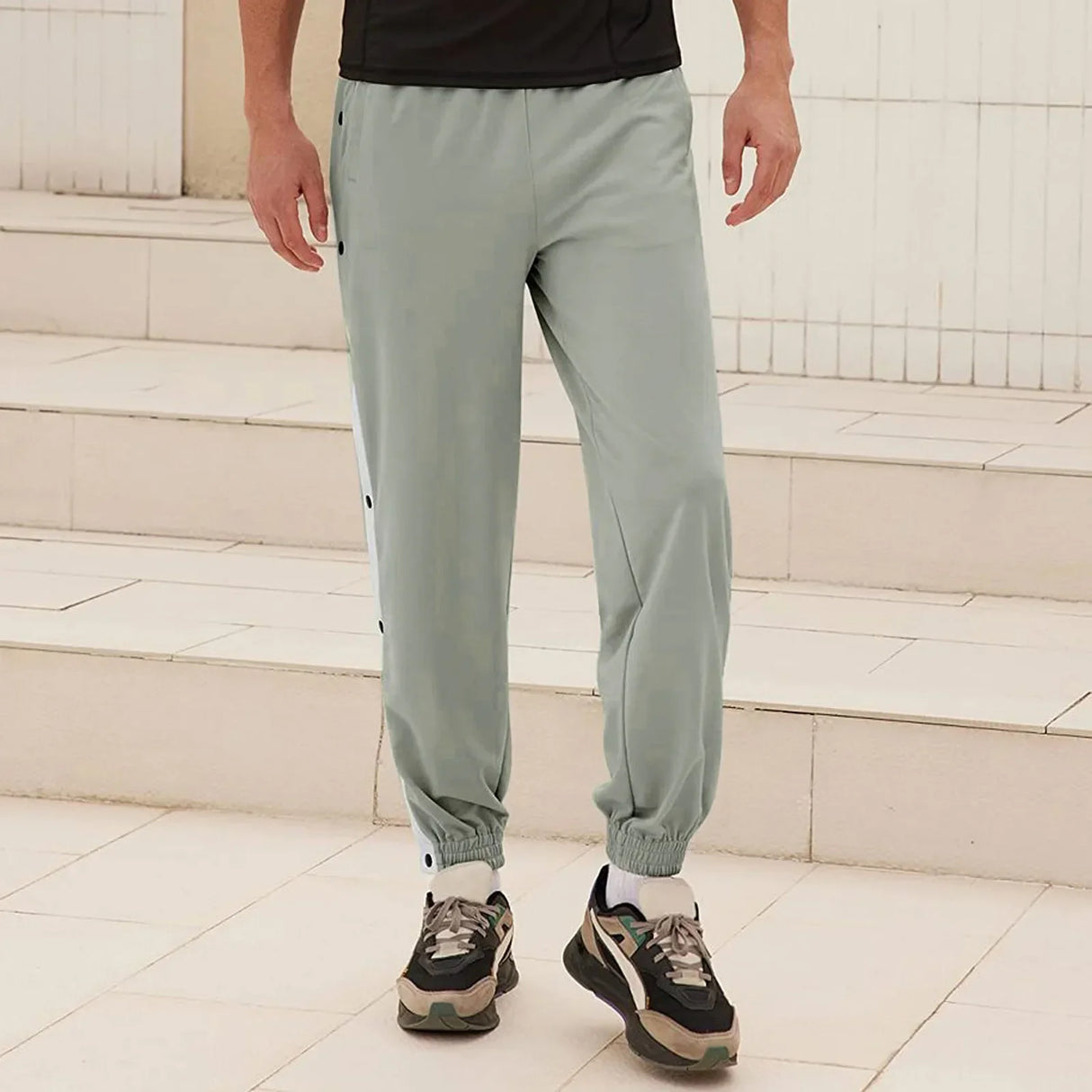 Sports Pants Men's Casual Sweatpants Fashion Side-open Button-down