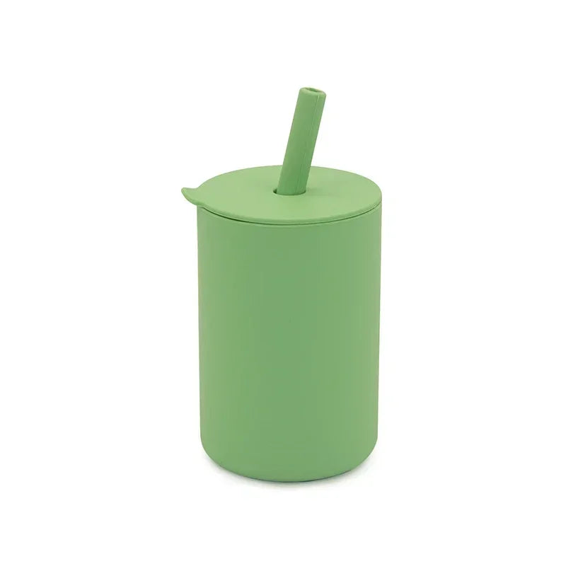 Baby Silicone Feeding Training Cutlery Liquid Straw Cup