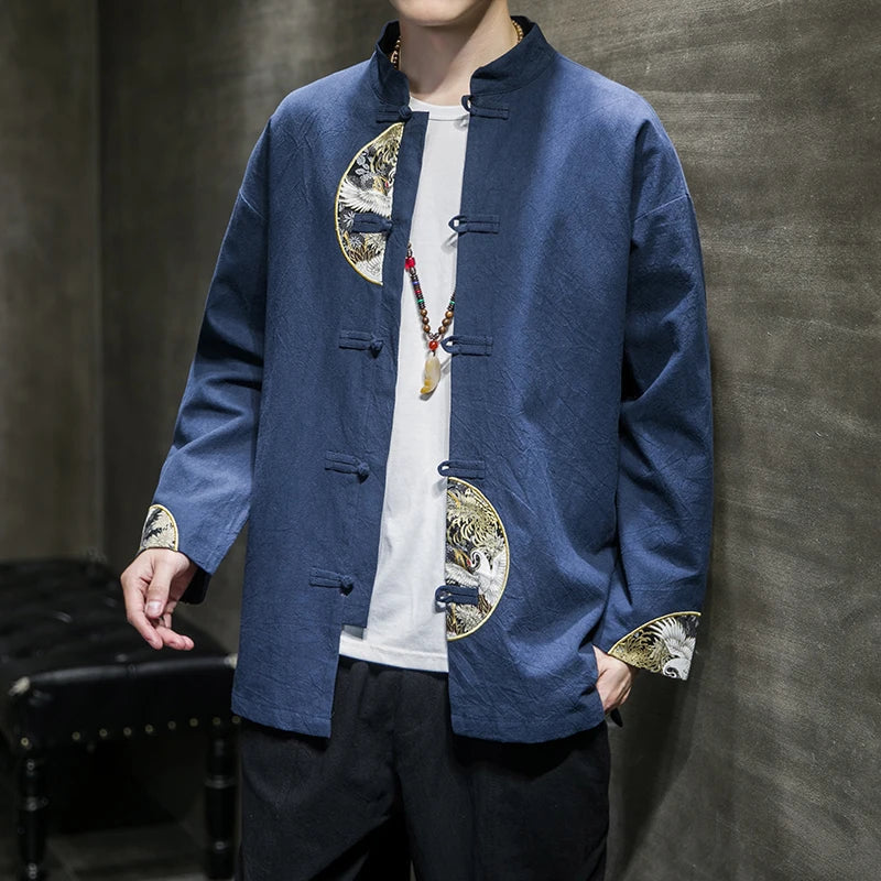 Men's Shirts Embroidered 2024 Spring Chinese Style Retro