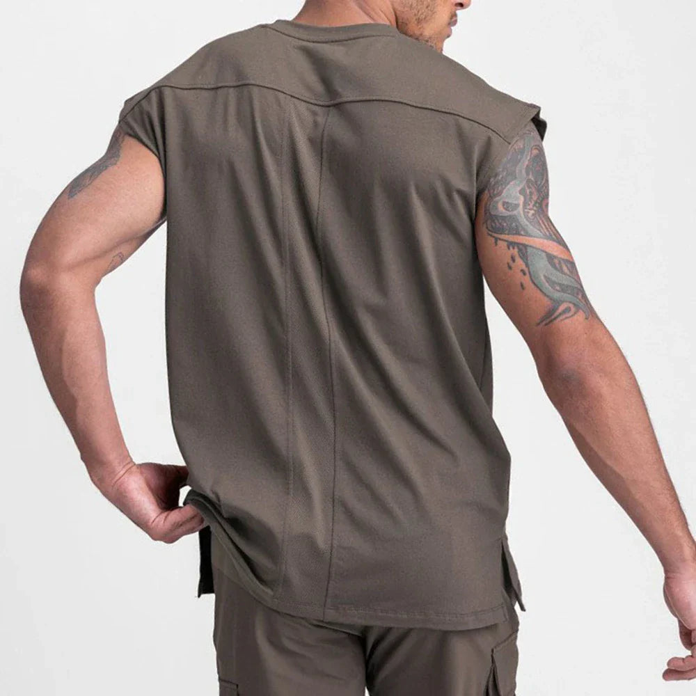 Mens Cotton Sleeveless Shirts Loose Vest Gym Bodybuilding