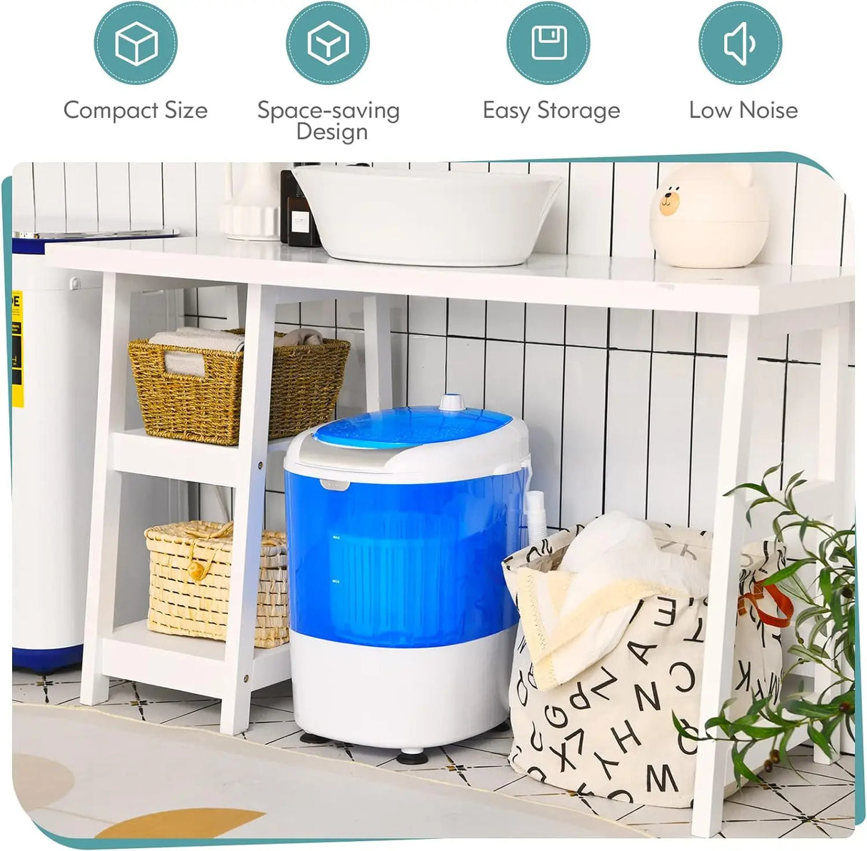 GX24977-PE, Mini Washer and Spinner Combo, 5.5lbs Capacity,