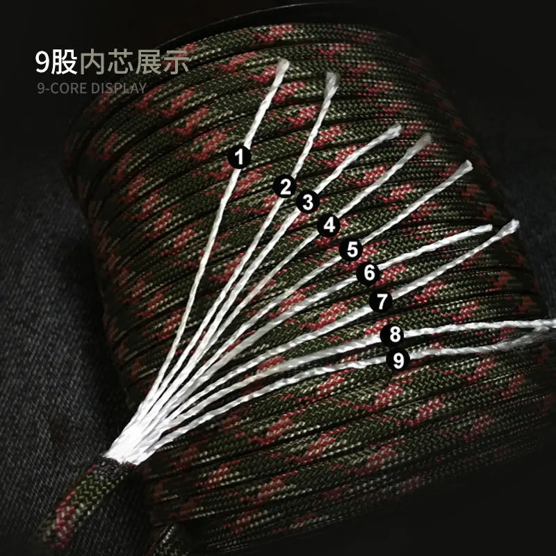 100M 550 Military Standard 9-Core Paracord Rope 4mm