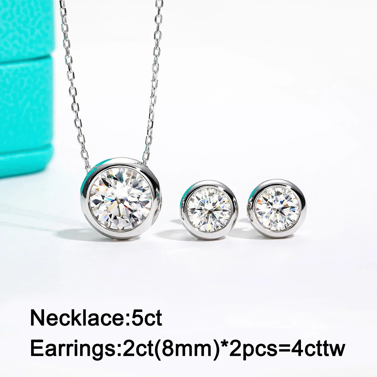 AnuJewel D Color Moissanite Bezel Stud Earrings 18K