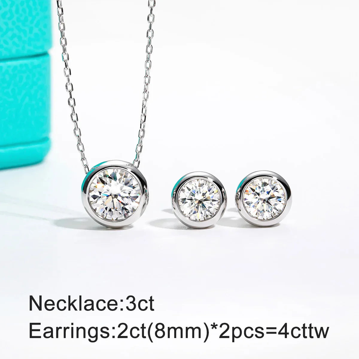 AnuJewel D Color Moissanite Bezel Stud Earrings 18K